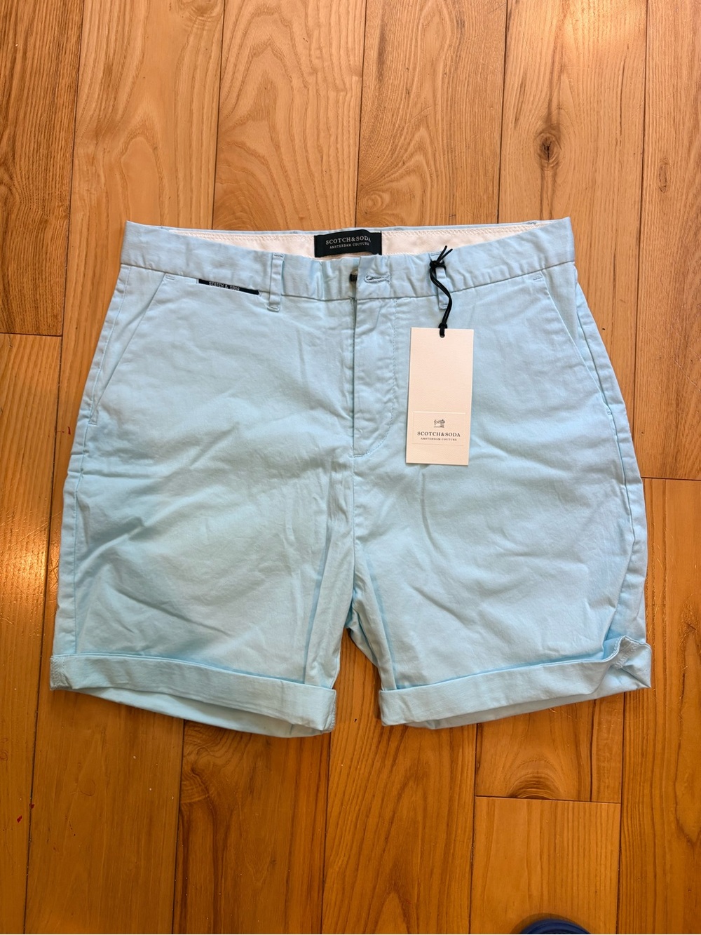 Scotch and Soda Men's Classic Chino Shorts in Sky Blue sz 28 NWT Stretch Cotton